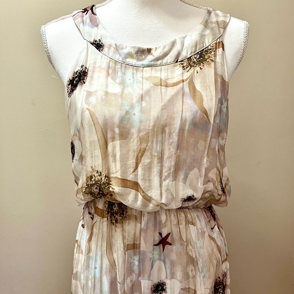 Le Reganne Silk Blend Floral White Maxi Dress Size Large - Picture 2 of 9